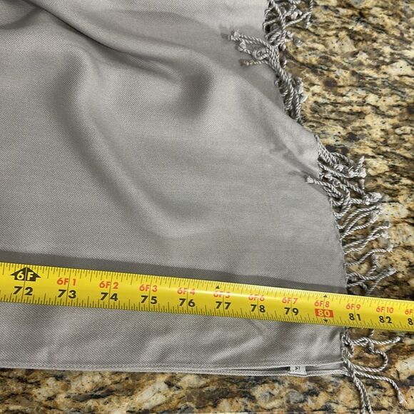 Valerie Stevens Viscose Gray Fringe Trim Wrap Scarf Shawl - Picture 5 of 5